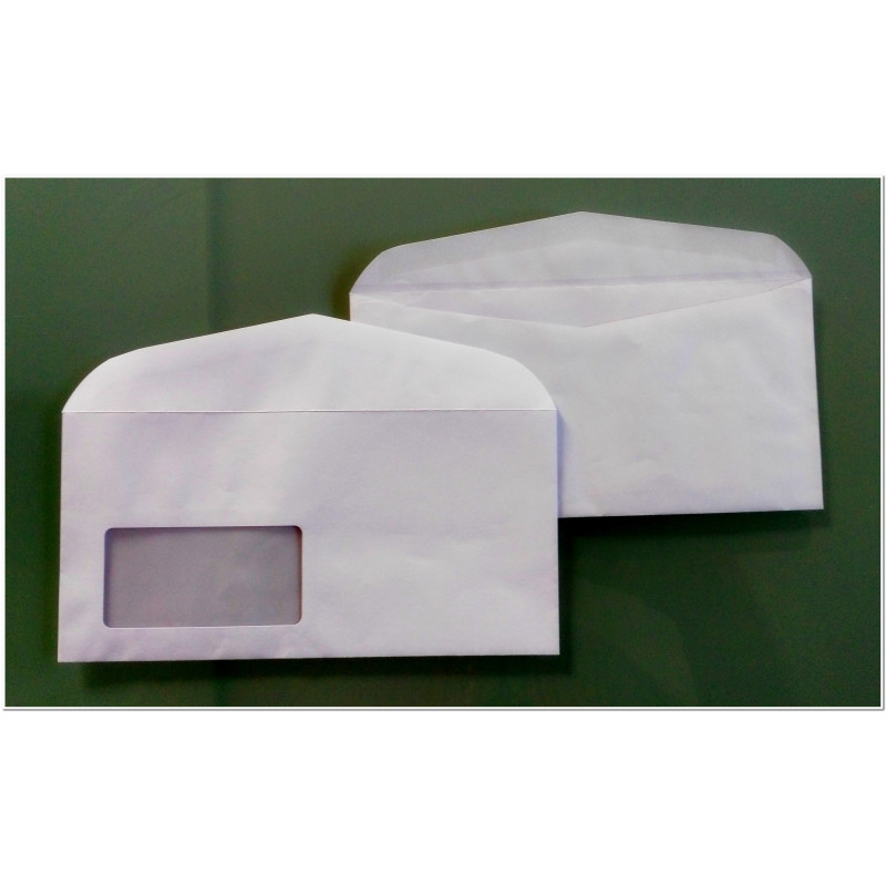 AN018 Briefumschläge weiß DIN lang 110x220 mm mit Fenster naßklebend Businessumschläge