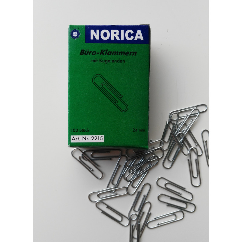 NORICA Büroklammern mit Kugelenden - 24 mm glatt, verzinkt. Aktenklammern