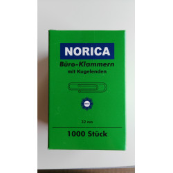 NORICA Büroklammern mit Kugelenden - 32 mm glatt, verzinkt. Aktenklammern 1000 St.