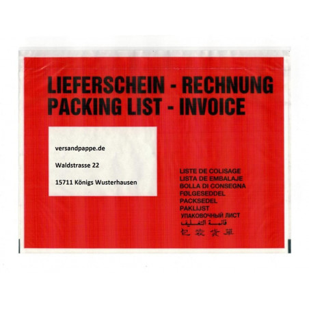Dokumententaschen DIN C5 Lieferscheintaschen 235 x 175 mm Rechnungstaschen